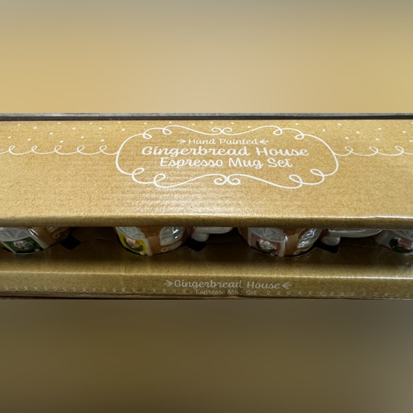 Super Cute Hand Painted Gingerbread Espresso Mug Set of 4 - NEW - Picture 6 of 6